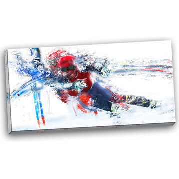 "Skiing Down Hill Race" Canvas Painting