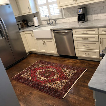 All natural Persian Oriental Rug completes sleek, modern kitchen setting!