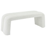 Meridian Furniture - Arc Upholstered Bench, Cream, Boucle Fabric - Add impromptu seating in the bedroom, foyer, or beyond with his lovely cream boucle fabric bench. This handsome bench has unexpected curves and lines that make it a true work of art in any setting. The soft boucle fabric combined with deep channel tufting make it comfortable for sitting while pulling on boots or taking off shoes in the entryway. Position it at the foot of the bed for holding blankets or other items within easy reach.