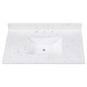Avanity 37 in. Cala White Engineered Stone Top with Rectangular Sink