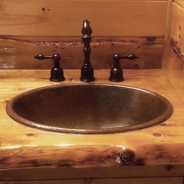 19" Oval Self Rimming Hammered Copper Sink (LO19RDB)