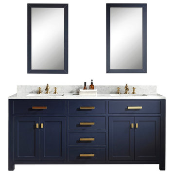 72" Monarch Blue Double Sink Bathroom Vanity