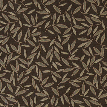 Brown Floral Leaf Residential And Contract Grade Upholstery Fabric By The Yard