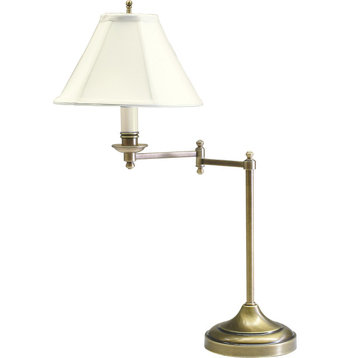 Club Swing Arm Table Lamp, Antique Brass