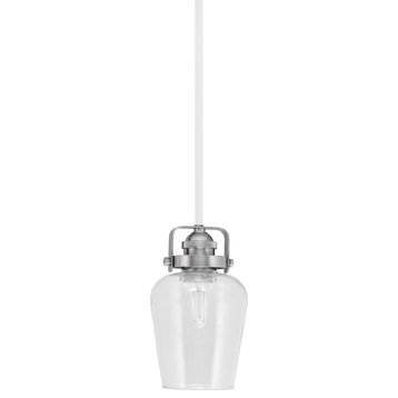 Easton Mini Pendant White & Brushed Nickel Finish With 5" Clear Bubble