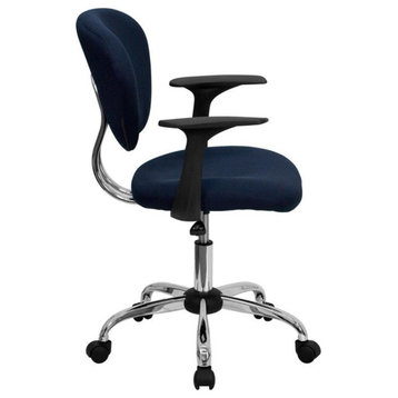 Mid-Back Navy Mesh Padded Swivel Task Office Chair With Chrome Base and Arms