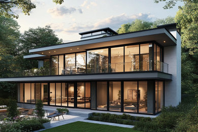 Large modern multicolored two-story exterior home idea in Phoenix