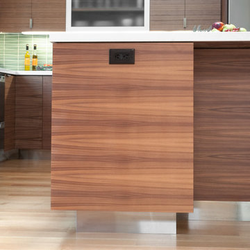 Walnut Horizontal Wood Grain Island with White Countertop