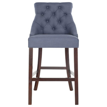 Ardesia Tufted Wing Back Bar Stool Navy Linen, Set of 2