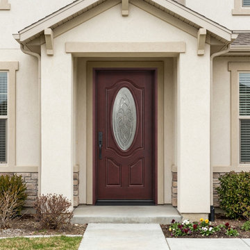 Classic Single Front Door with Oval Glass for Elegant Entryways