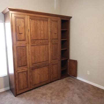 Traditional Raised Panel Murphy Wall, Hidden Panel Desk, Side Cabinet