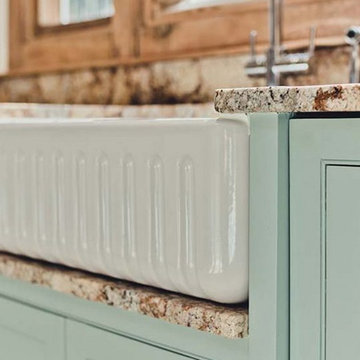 Luxury Hand Painted Kitchen - Marble Worktop and Belfast Sink