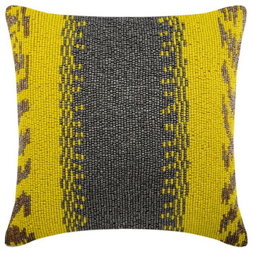 Silk Yellow Throw Pillows Decorative Pillows, 20"x20" Ombre, Yellow Comet
