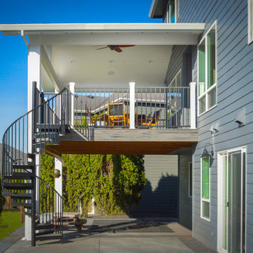 Second Story Deck & Patio Cover with Spiral Staircase