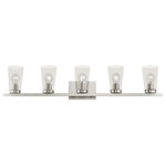 Livex Lighting - Cityview 5 Light Brushed Nickel Extra Large Vanity Sconce With Clear Glass - Brighten up your bathroom vanity with the sleek look of the Cityview five light vanity sconce. The tapered clear glass shades and the brushed nickel finish make a perfect match.