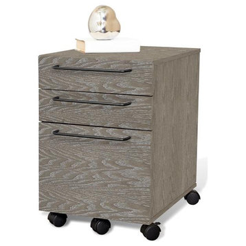Unique Furniture 3-drawer Mobile Pedestal File with Castors in Gray