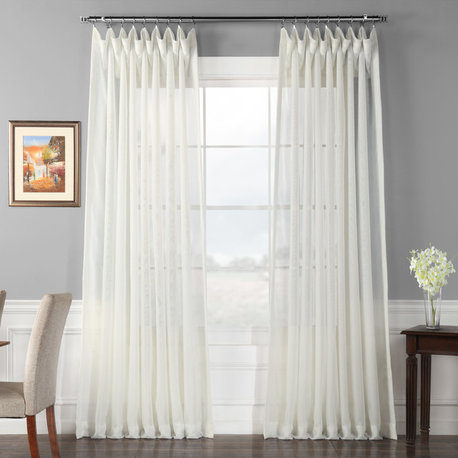 Signature Double Wide Off White Sheer Curtain Single Panel, 100"x96"