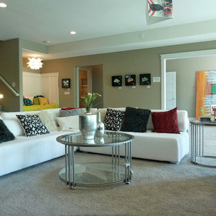 Example of an arts and crafts home theater design in Cedar Rapids