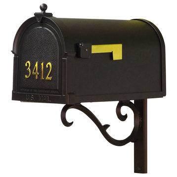 Berkshire Mailbox With Front Address Numbers & Sorrento Mailbox Mounting Bracket