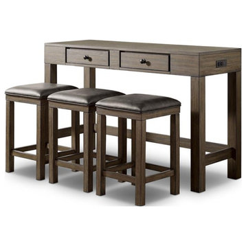 Furniture of America Stache 4-Piece Light Walnut Wood Counter Height Dining Set