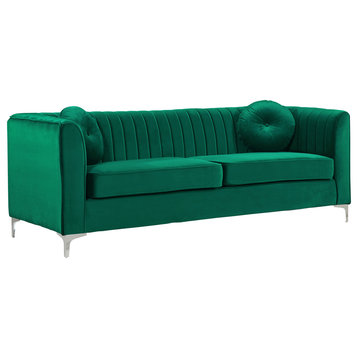 Isabelle Velvet Upholstered Sofa, Green