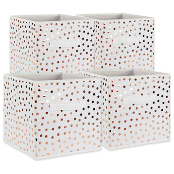 Nonwoven Polyester Cube 11"x11"x11" Small Dots White/Copper, Set Of 4