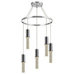 Woodbridge Lighting - Woodbridge Lighting Pixie 5-Light Pendant Chandelier, 21"D - The Pixie collection brings a magical touch to the room. As the name implies, the LED light emits glittering rays of light though a seedy clear crystal glass like magical pixie dust.