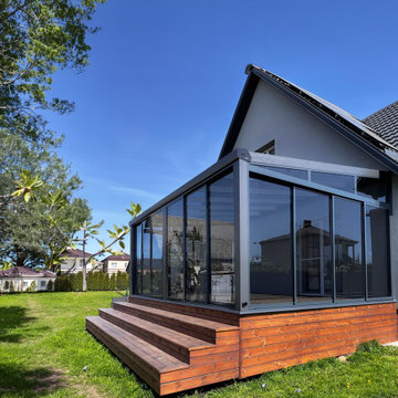 Véranda Moderne en Aluminium Anthracite 4 Saisons