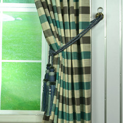 Paroo Cotton Blend Blod-scale Check Tab Top Curtains & Drapes Tassel Tieback - Curtains