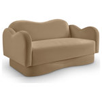 Meridian Furniture - Bloom Upholstered Loveseat, Camel, Velvet - Indulge in the allure of the Camel Velvet Bloom Loveseat by Meridian Furniture. Its captivating design and luxurious Camel Velvet elevate any space with effortless elegance. Crafted with precision and durability in mind, this stunning piece becomes the focal point of gatherings, fostering moments of connection and warmth. Embrace sophistication and style with the Bloom Loveseat, a testament to exquisite taste and timeless beauty.