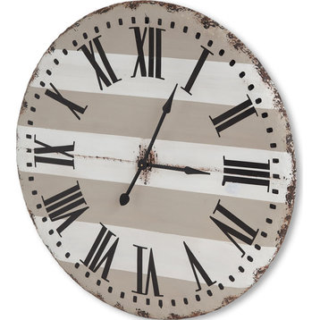 Belton Beige And White 42" Round Wall Clock