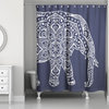 Navy Mandala Elephant 71x74 Shower Curtain
