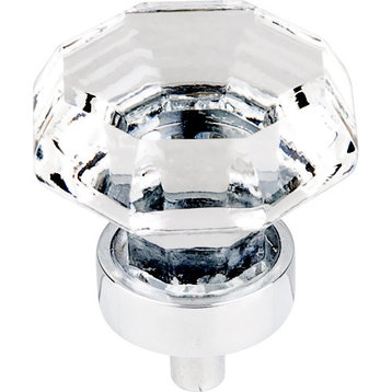 Top Knobs  -  Clear Octagon Crystal Knob 1 1/8" w/ Polished Chrome Base