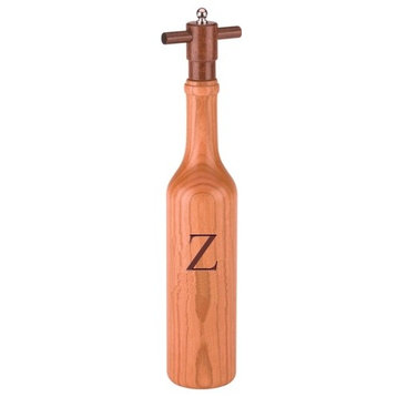 Wine Bottle Cherry Wood Pepper Grinder, Custom Personalized Initial,  "Z"