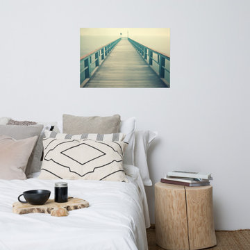 Pier Art: Coastal Calm Subdued Retro Coastal Photorealism - Digital Artwork