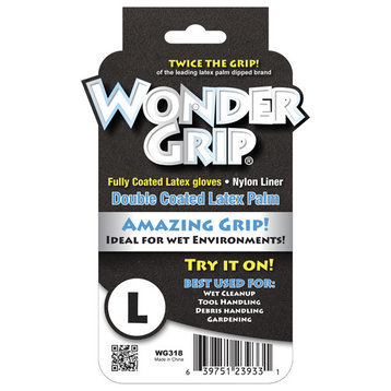 Wonder Grip® WG318L Double-Dipped Liquidproof Latex Coated Glove, Large
