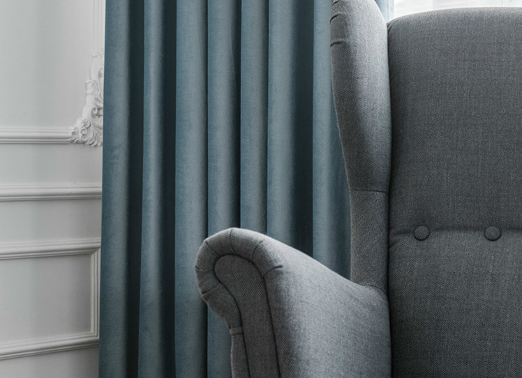 Luxury Velvet Curtain Panels, Gray Blue Willow, Set of 2, Rod Pocket 50"x120"