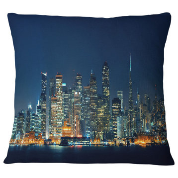 San Francisco Skyline at Night Cityscape Throw Pillow, 18"x18"