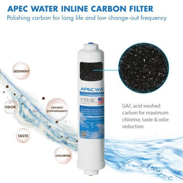APEC Ultimate 10" Inline Post Carbon Filter with 1/4" Quick Connect, US Made