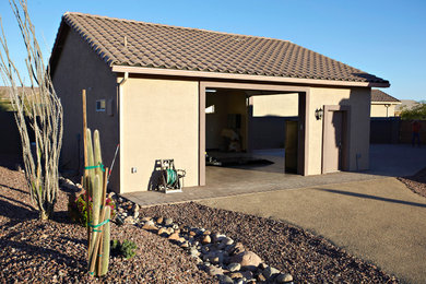 Inspiration for a mediterranean shed remodel in Phoenix