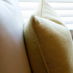 Custom Yellow Textured Weave Throw Pillow - Decorative Pillows