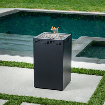 Naples 40,000 BTU Column Fire Pit With Glass Burner Enclosure