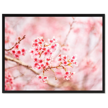Cherry Blossom Flower Print on Canvas with Picture Frame, 13"x17"