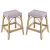 Home Square Rattan Counter Stool in White and Purple - Set of 2