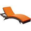 Modern Patio Furniture Peer Chaise, Brown With Orange Cushions