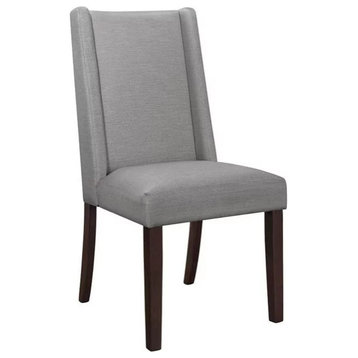 Set of 2 Contemporary Dining Chair, Comfortable Fabric Seat With Wingback, Gray