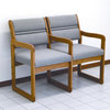 Double Chair w Sled Base & Solid Oak Frame in