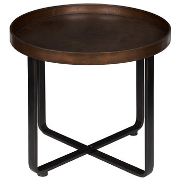 Kate and Laurel Zabel Round Metal End Table, Bronze and Black