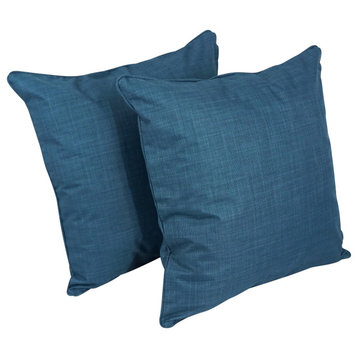 25" Double-Corded Square Floor Pillows With Inserts, Set of 2, Sea Blue