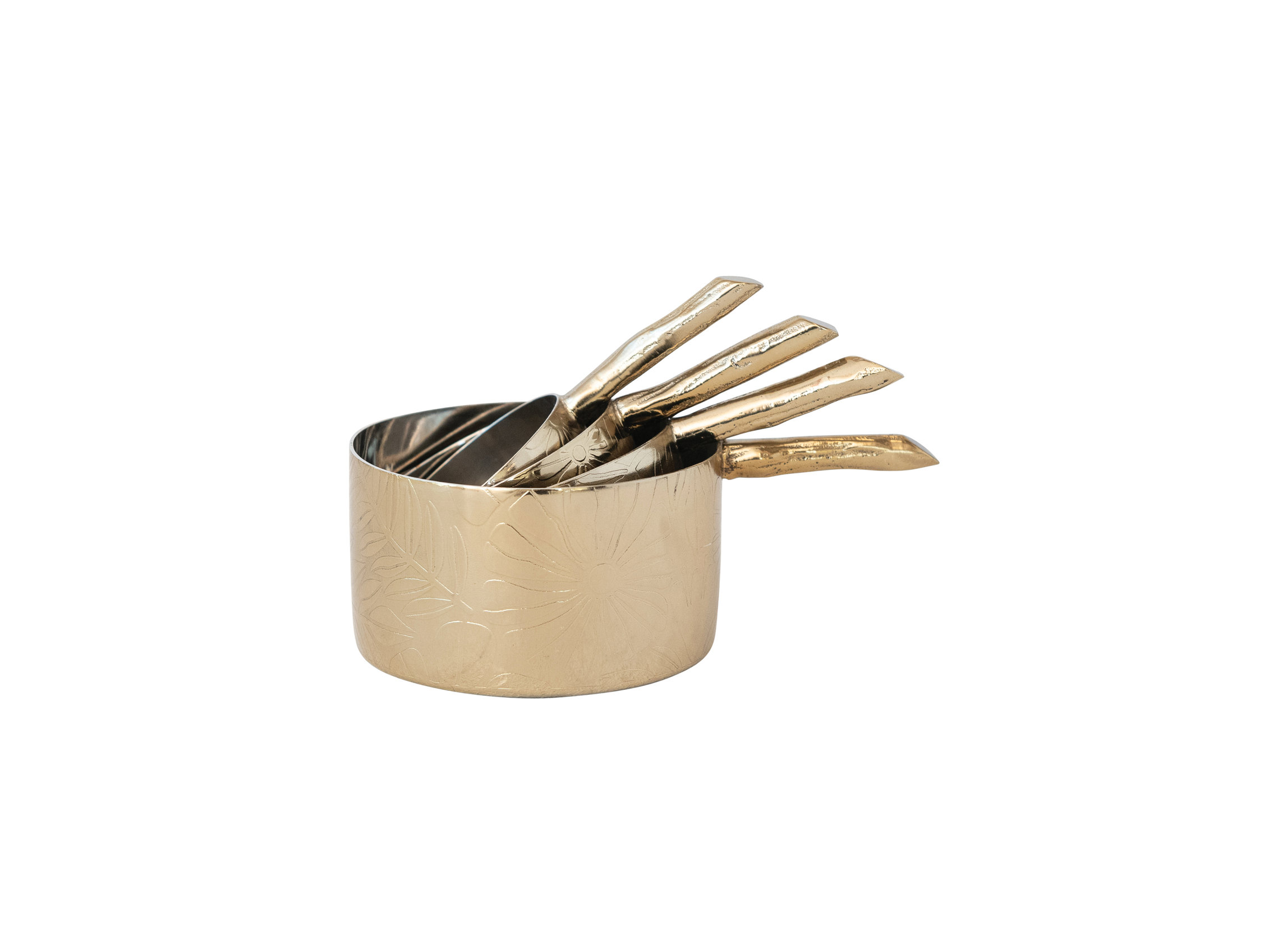 Cuphuzz 4-Piece Stainless Steel Measuring Cups With Etched Flowers and Handles ...